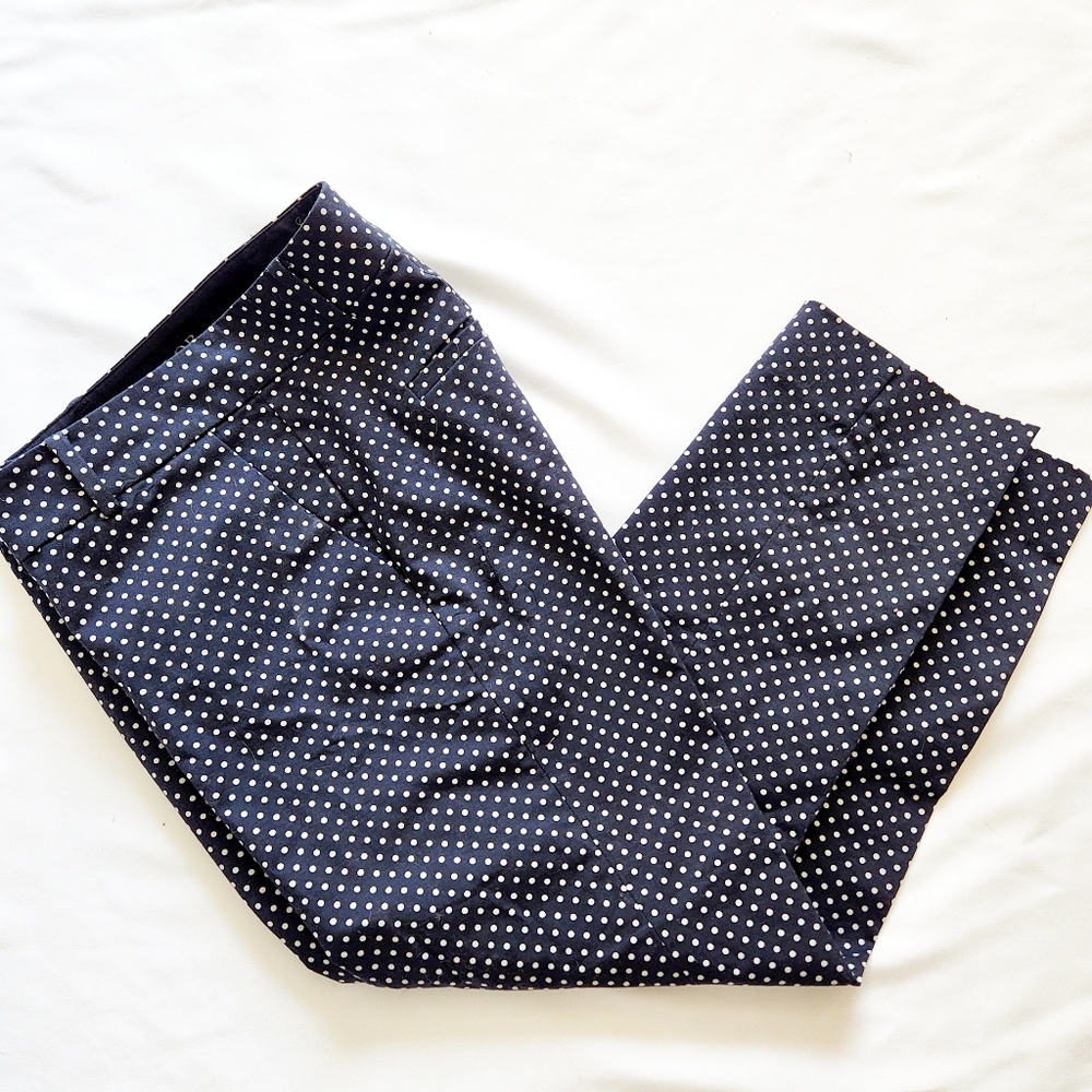 NWOT Ann Taylor Navy Polka Dot Cambridge Crop